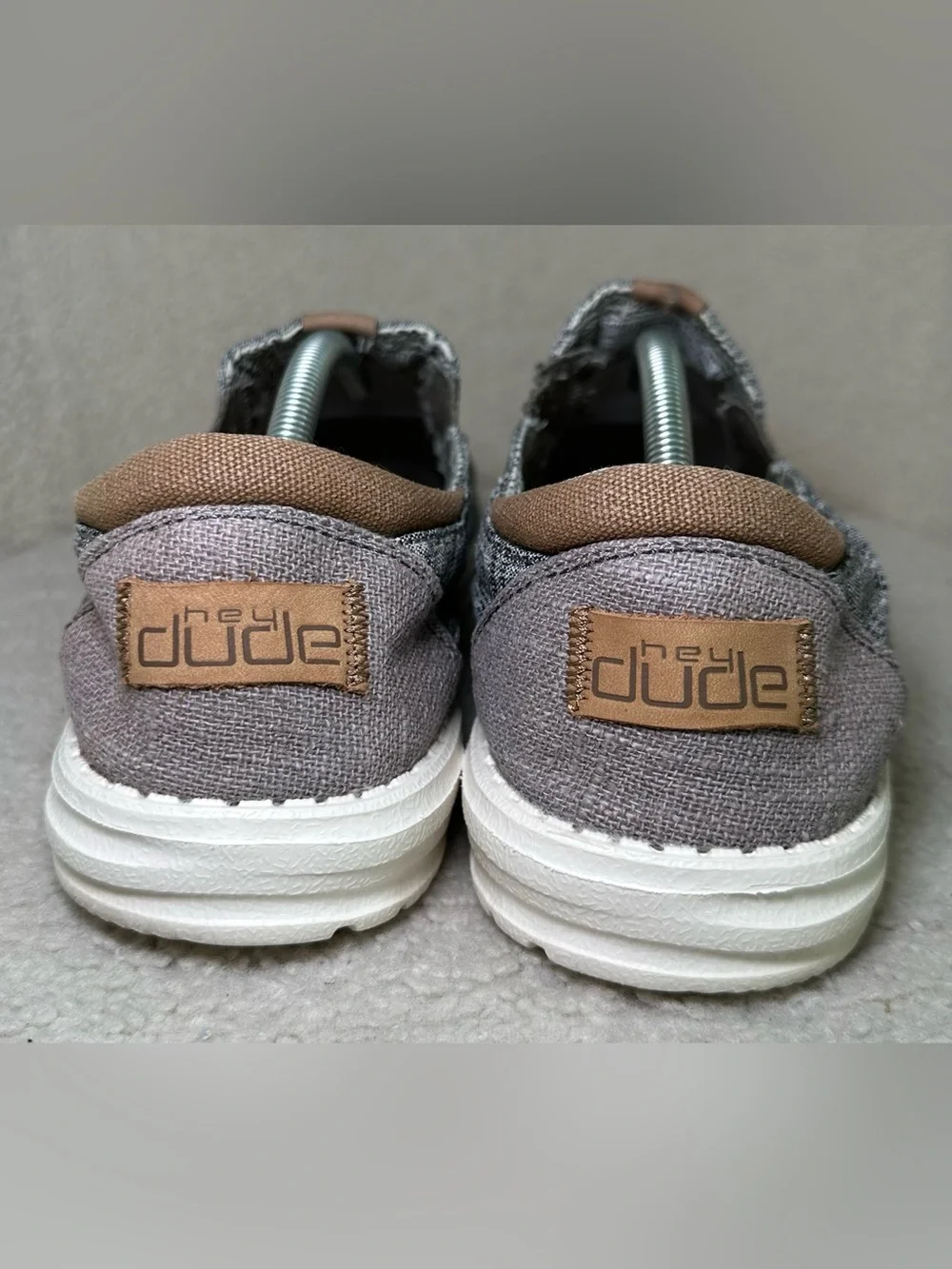 Hey‎ Dude Wally Slip On Loafers Gray Tan White Canvas Comfort Casual Summer 13